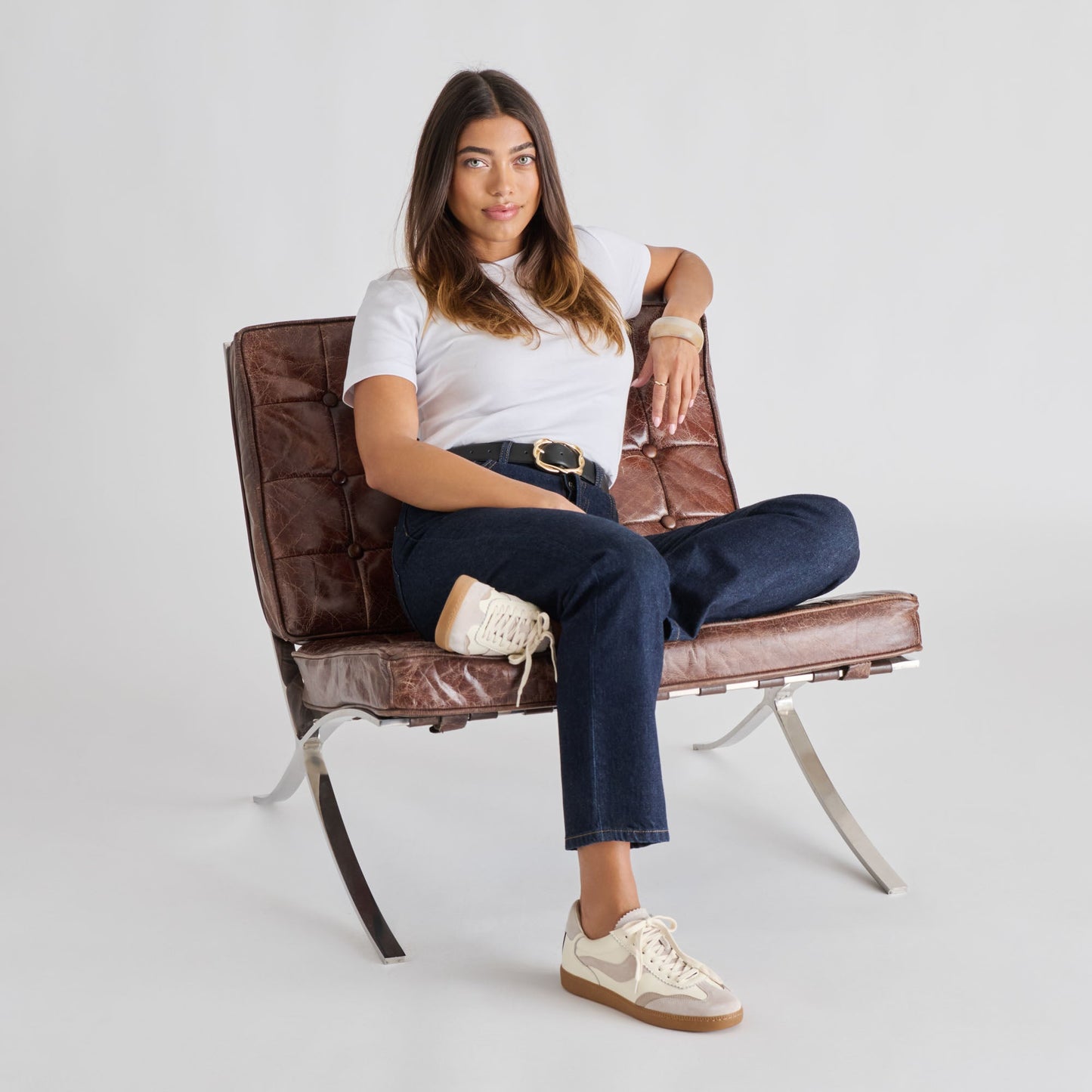 Dolce Vita Notice Grey White Leather Sneakers