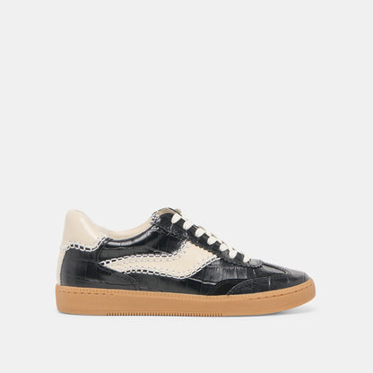 Dolce Vita NOTICE STITCH SNEAKERS NOIR CROCO EMBOSSED LEATHER
