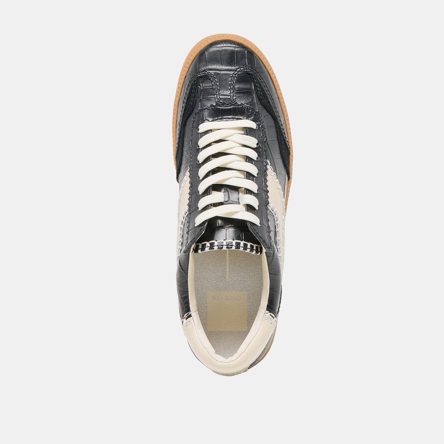 Dolce Vita NOTICE STITCH SNEAKERS NOIR CROCO EMBOSSED LEATHER