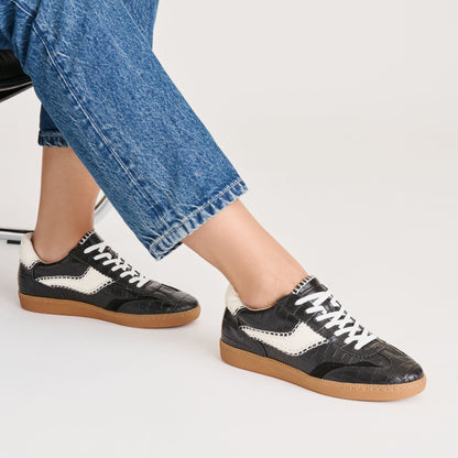 Dolce Vita NOTICE STITCH SNEAKERS NOIR CROCO EMBOSSED LEATHER