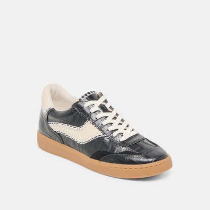 Dolce Vita NOTICE STITCH SNEAKERS NOIR CROCO EMBOSSED LEATHER