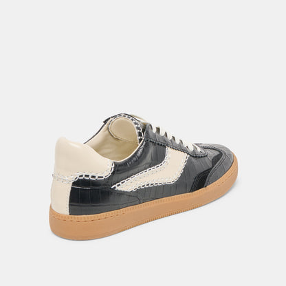 Dolce Vita NOTICE STITCH SNEAKERS NOIR CROCO EMBOSSED LEATHER