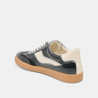Dolce Vita NOTICE STITCH SNEAKERS NOIR CROCO EMBOSSED LEATHER