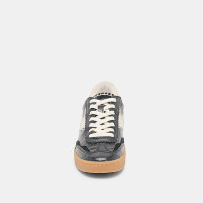 Dolce Vita NOTICE STITCH SNEAKERS NOIR CROCO EMBOSSED LEATHER