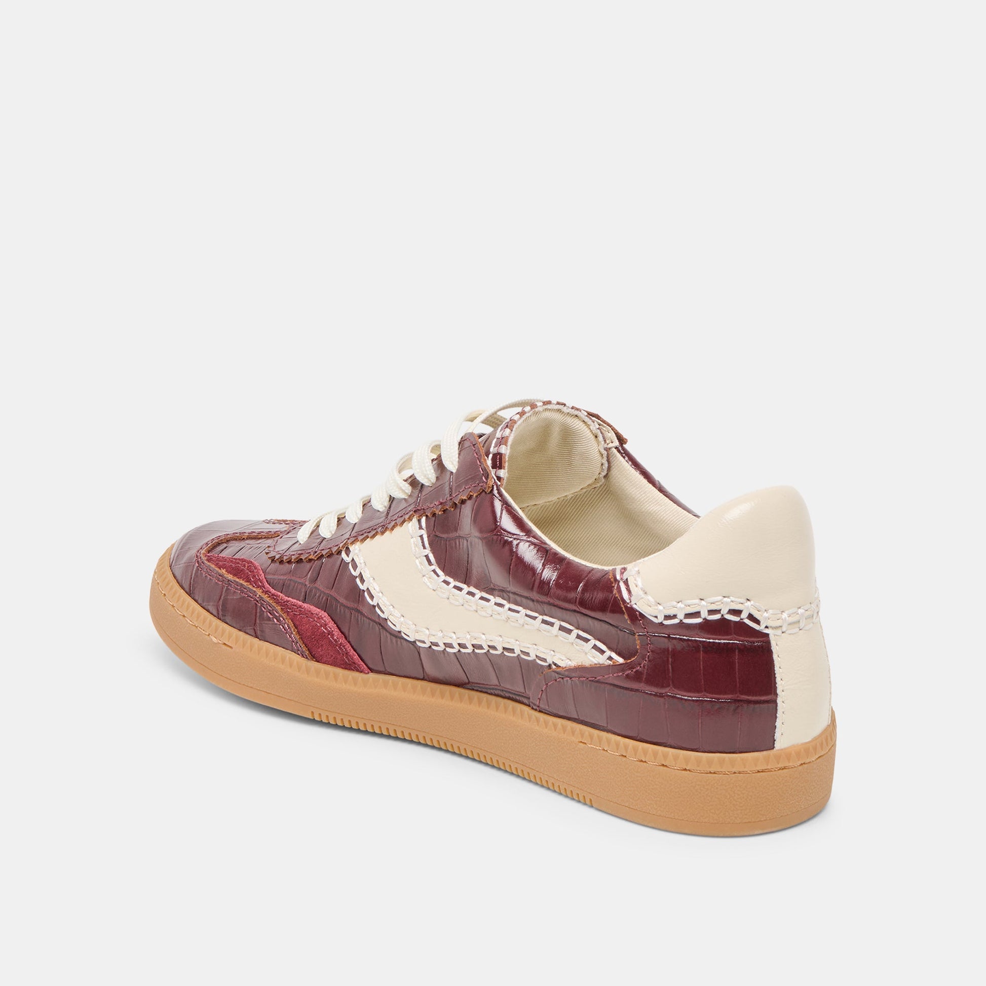 Dolce Vita NOTICE STITCH SNEAKERS OXBLOOD CROCO EMBOSSED LEATHER
