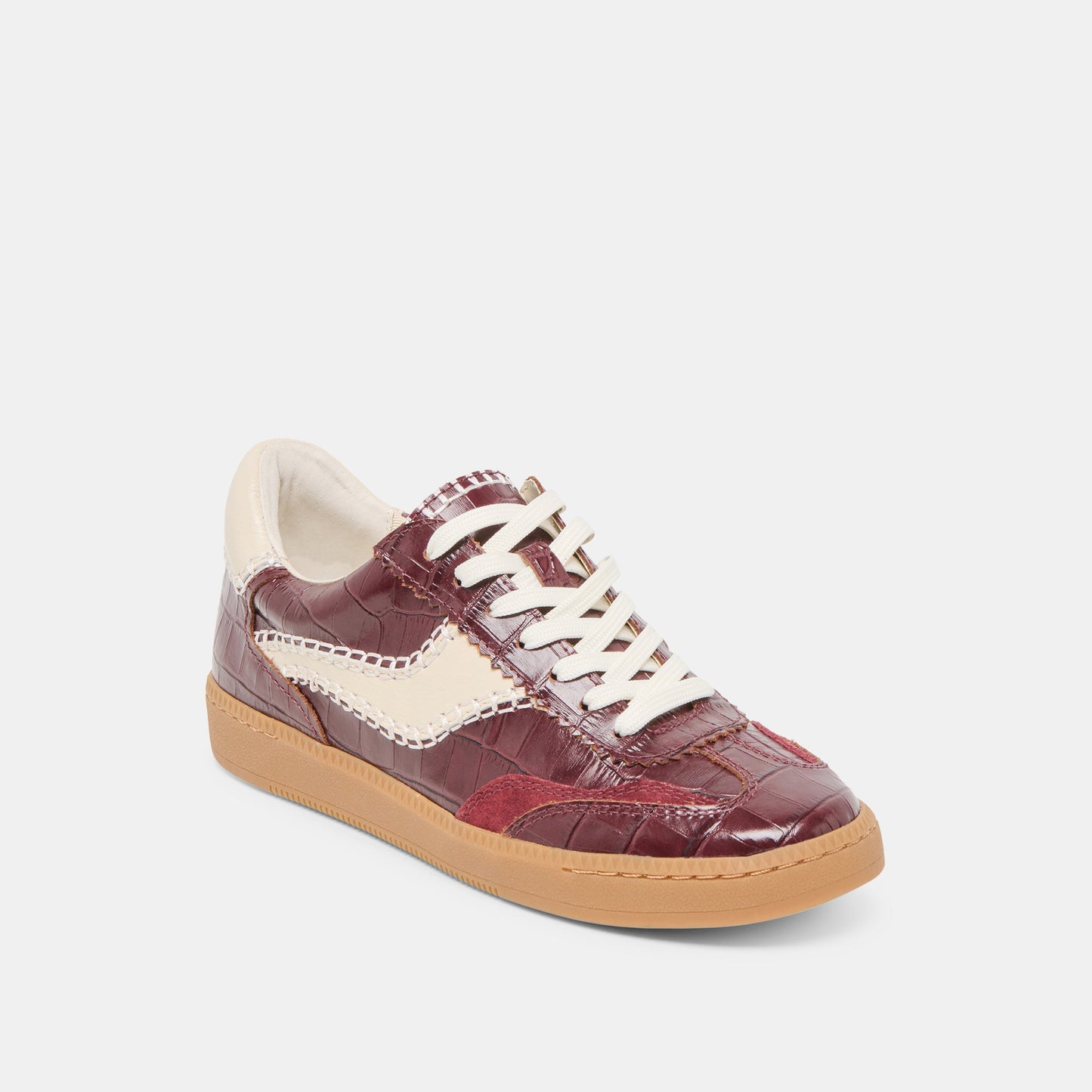 Dolce Vita NOTICE STITCH SNEAKERS OXBLOOD CROCO EMBOSSED LEATHER