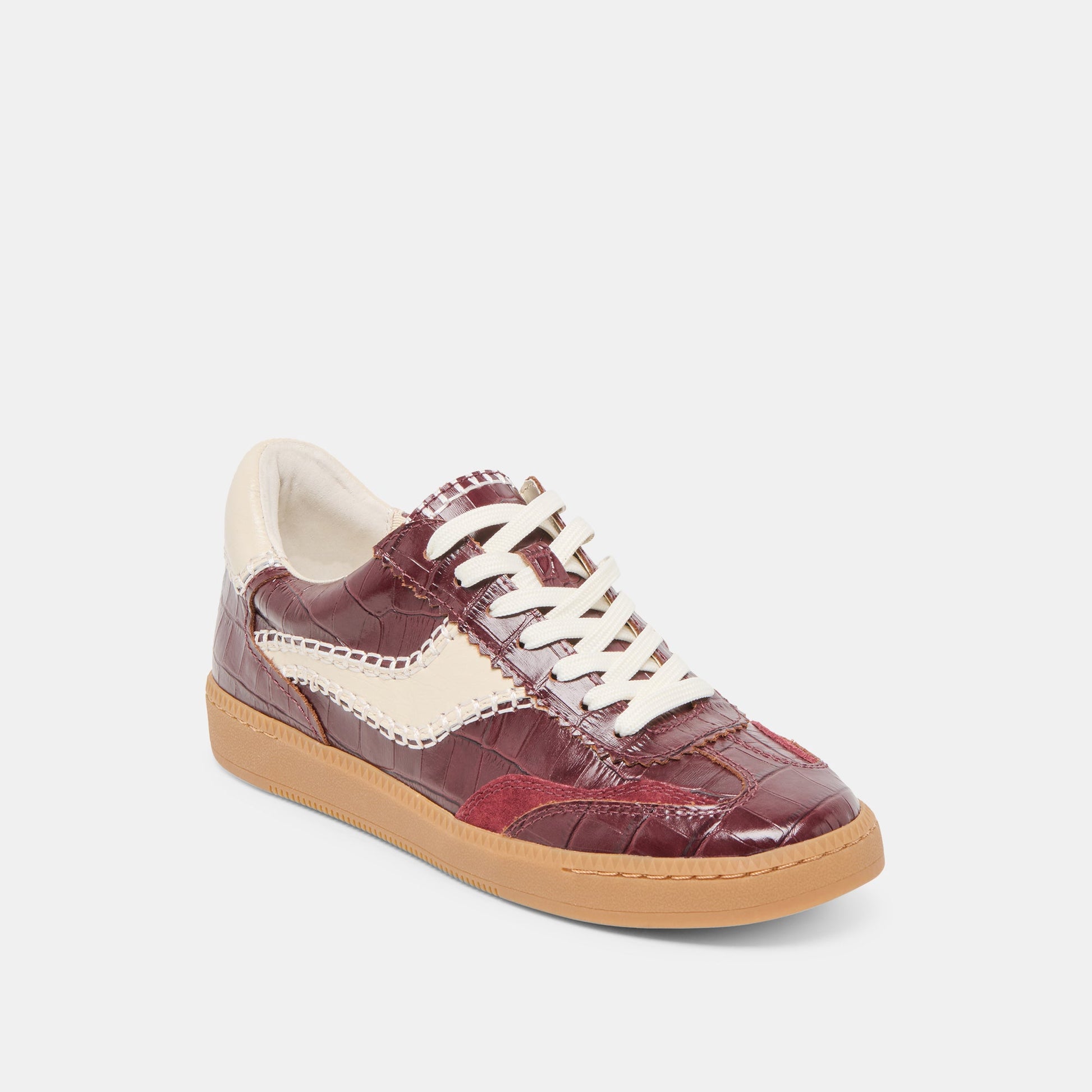 Dolce Vita NOTICE STITCH SNEAKERS OXBLOOD CROCO EMBOSSED LEATHER