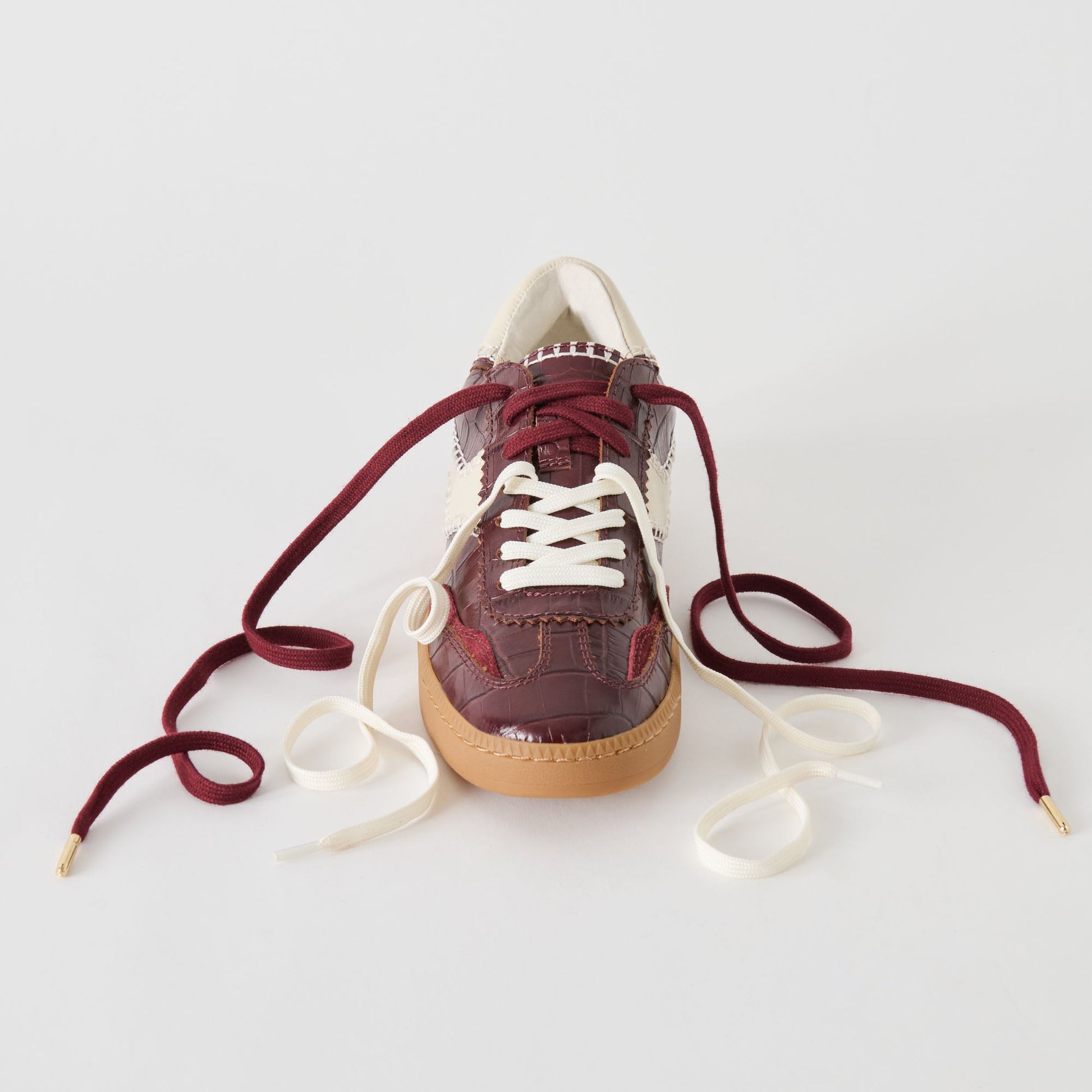 Dolce Vita NOTICE STITCH SNEAKERS OXBLOOD CROCO EMBOSSED LEATHER