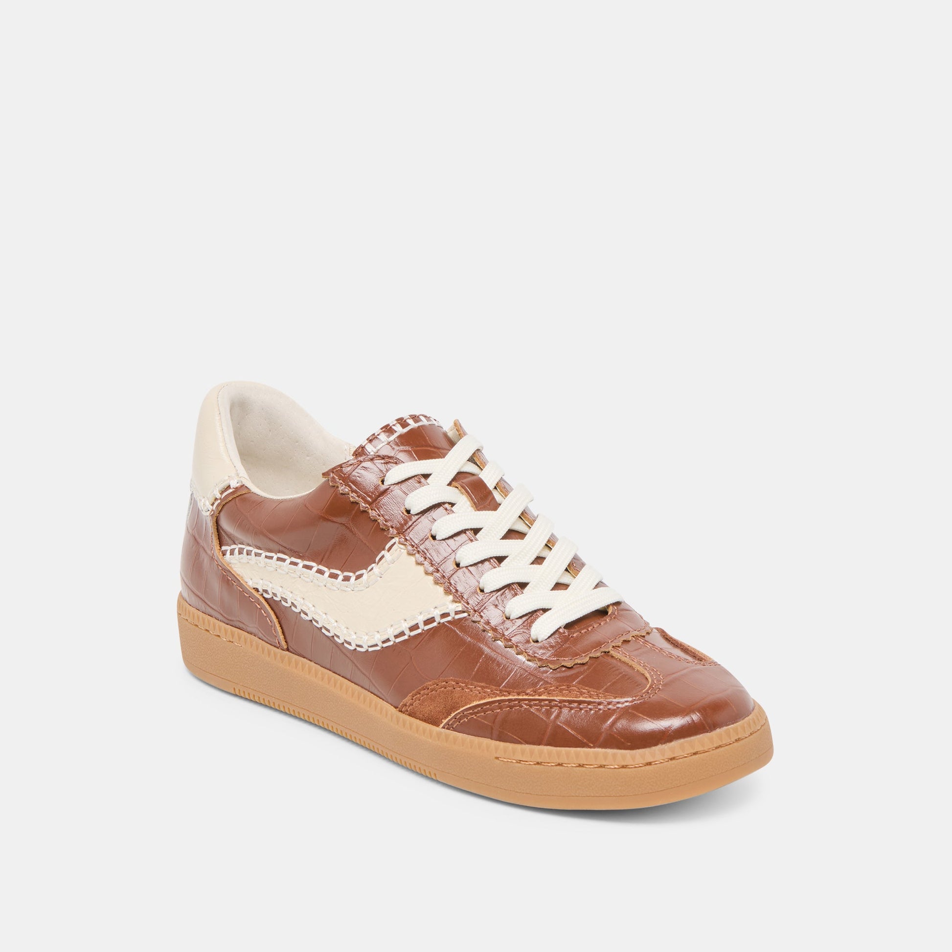 Dolce Vita NOTICE STITCH SNEAKERS COGNAC CROCO EMBOSSED LEATHER