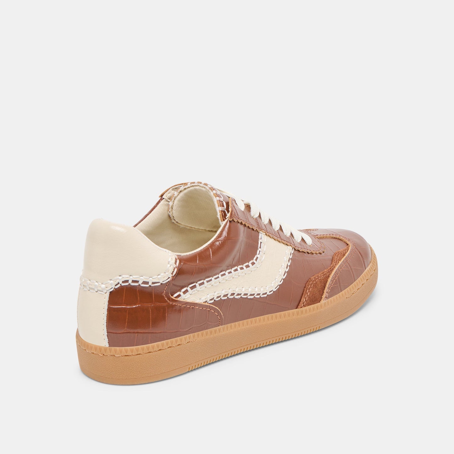 Dolce Vita NOTICE STITCH SNEAKERS COGNAC CROCO EMBOSSED LEATHER