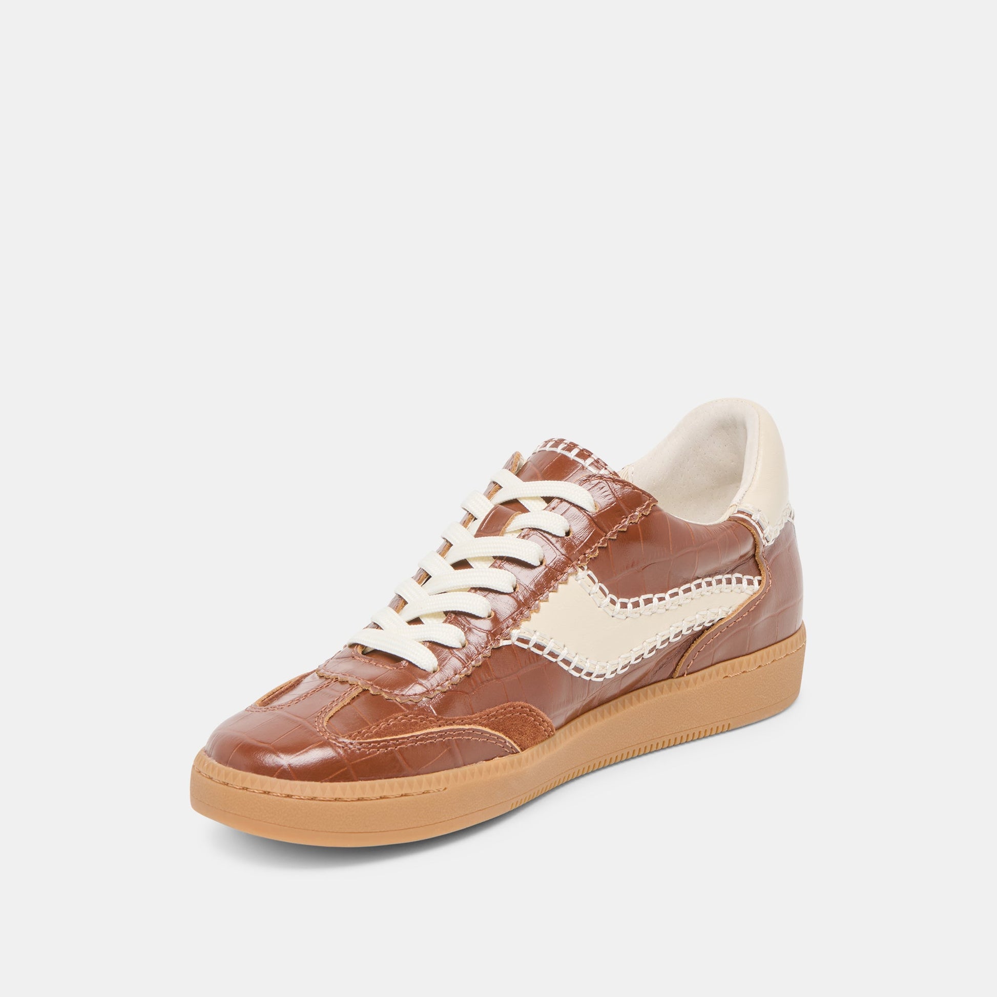 Dolce Vita NOTICE STITCH SNEAKERS COGNAC CROCO EMBOSSED LEATHER