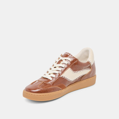 Dolce Vita NOTICE STITCH SNEAKERS COGNAC CROCO EMBOSSED LEATHER