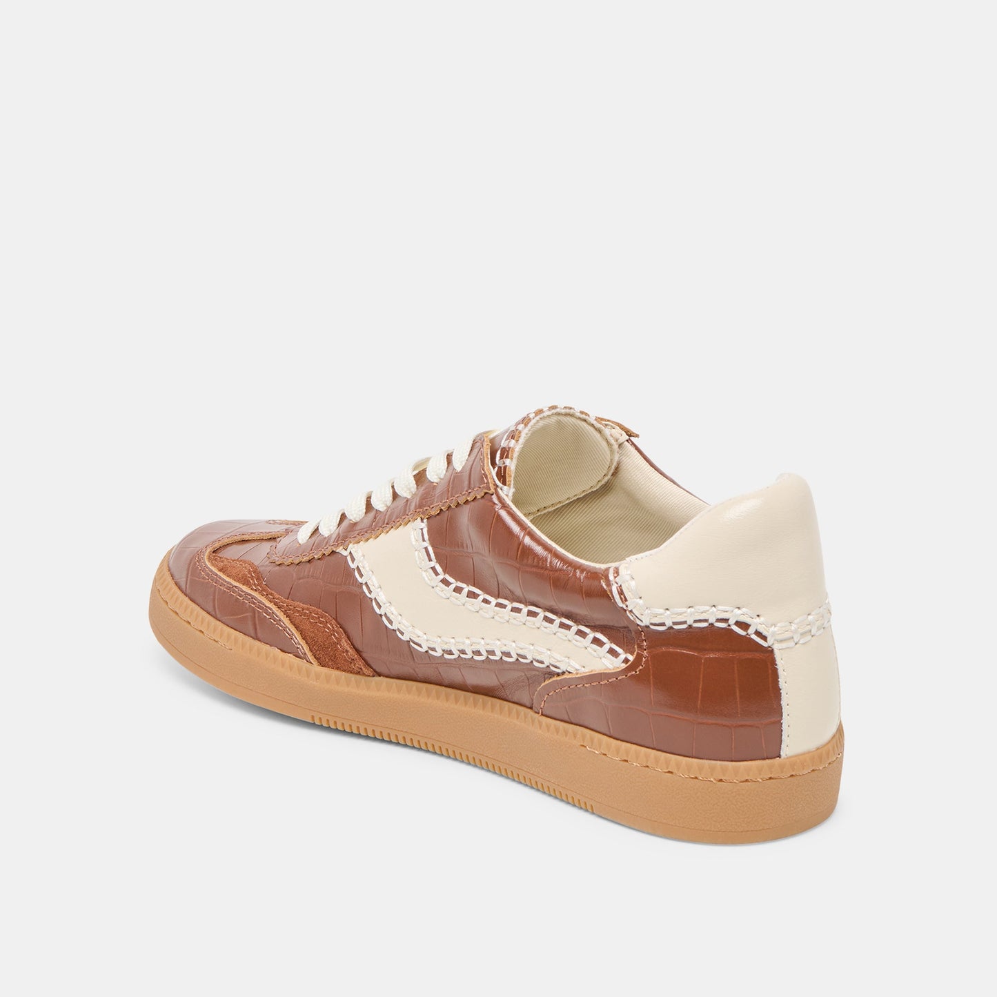 Dolce Vita NOTICE STITCH SNEAKERS COGNAC CROCO EMBOSSED LEATHER