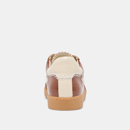 Dolce Vita NOTICE STITCH SNEAKERS COGNAC CROCO EMBOSSED LEATHER