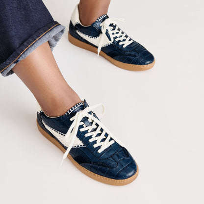 Dolce Vita NOTICE STITCH SNEAKERS INK CROCO EMBOSSED LEATHER