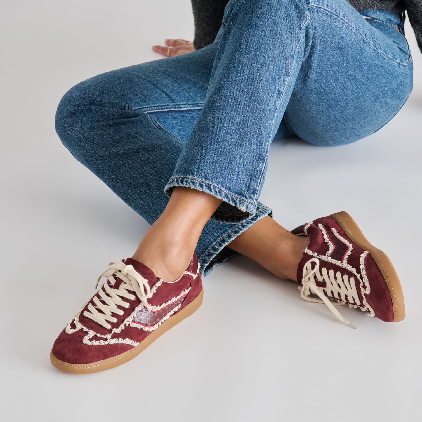 Dolce Vita Notice Lace Oxblood Suede Sneakers
