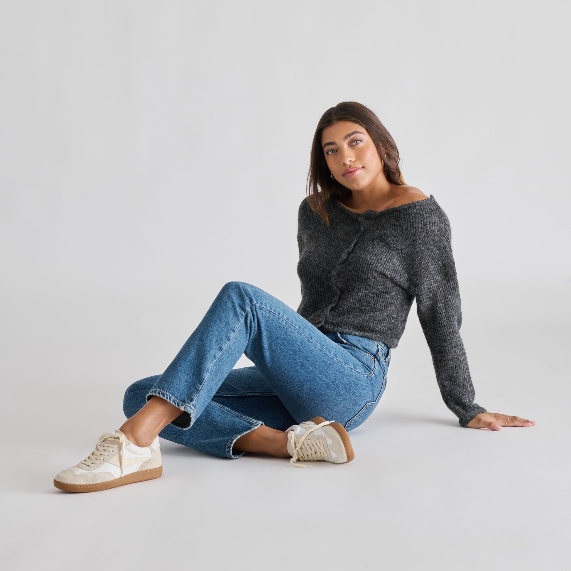 Dolce Vita Notice White Dune Nylon Sneakers