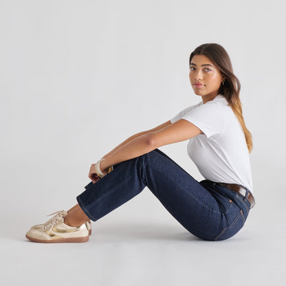 Dolce Vita Merit White Gold Leather Sneakers