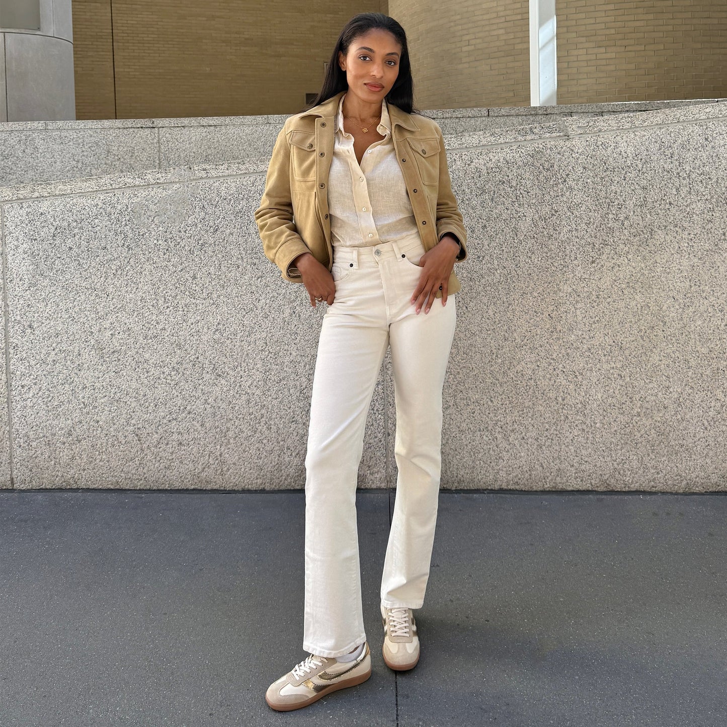 Dolce Vita Merit White Gold Leather Sneakers