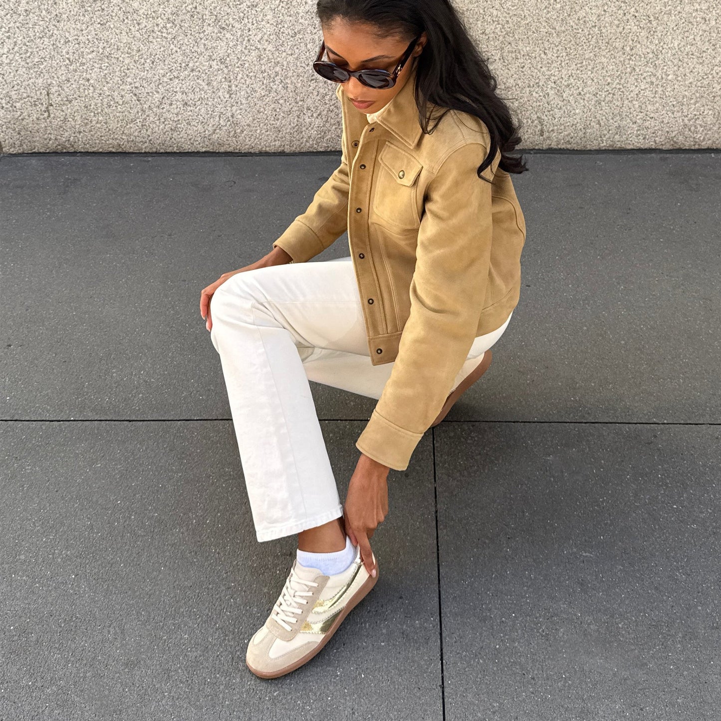 Dolce Vita Merit White Gold Leather Sneakers
