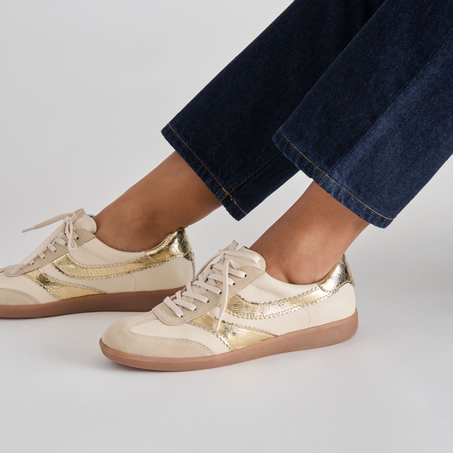 Dolce Vita Merit White Gold Leather Sneakers