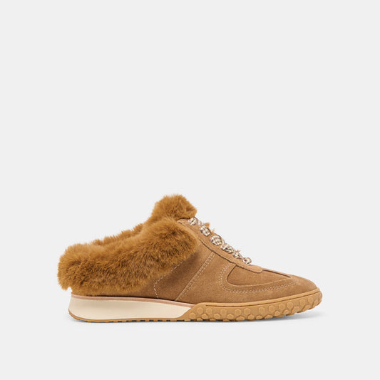 Dolce Vita Izzey Plush Lt Brown Suede Sneakers