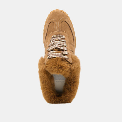 Dolce Vita Izzey Plush Lt Brown Suede Sneakers
