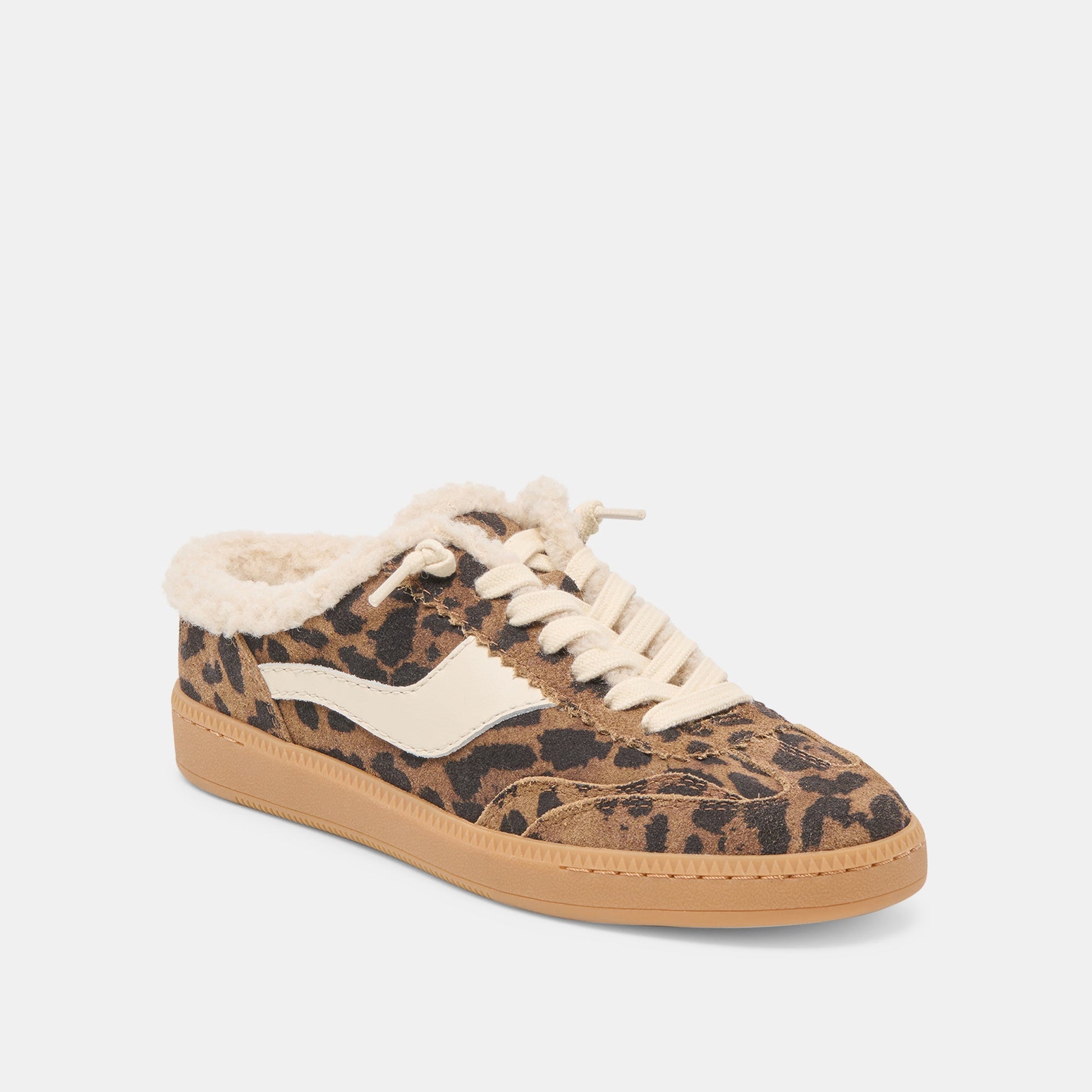 Dolce Vita Notice Slide Plush Brown Leopard Printed Suede Sneakers