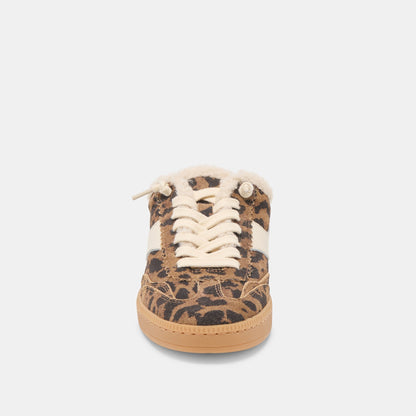 Dolce Vita Notice Slide Plush Brown Leopard Printed Suede Sneakers