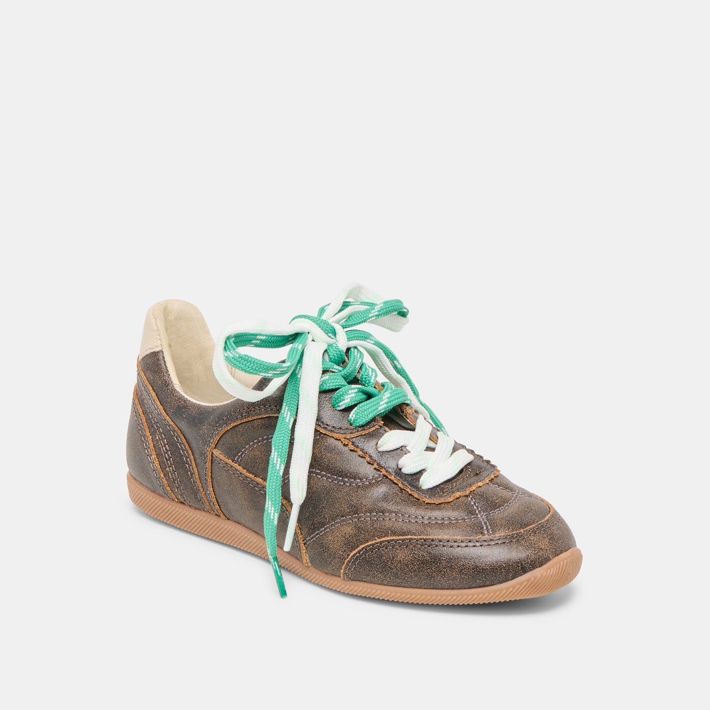 Dolce Vita Laini Brown Distressed Leather Sneakers