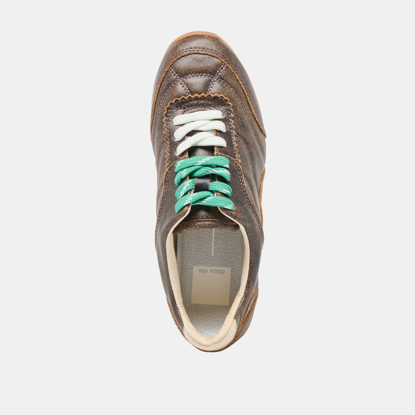 Dolce Vita Laini Brown Distressed Leather Sneakers