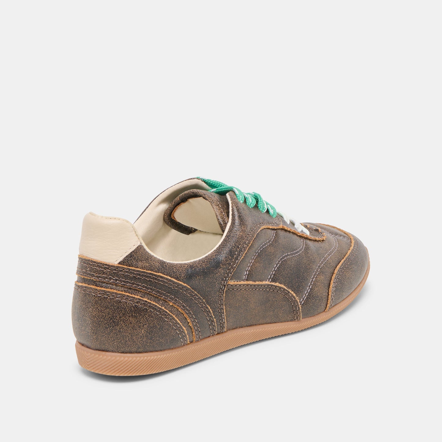 Dolce Vita Laini Brown Distressed Leather Sneakers