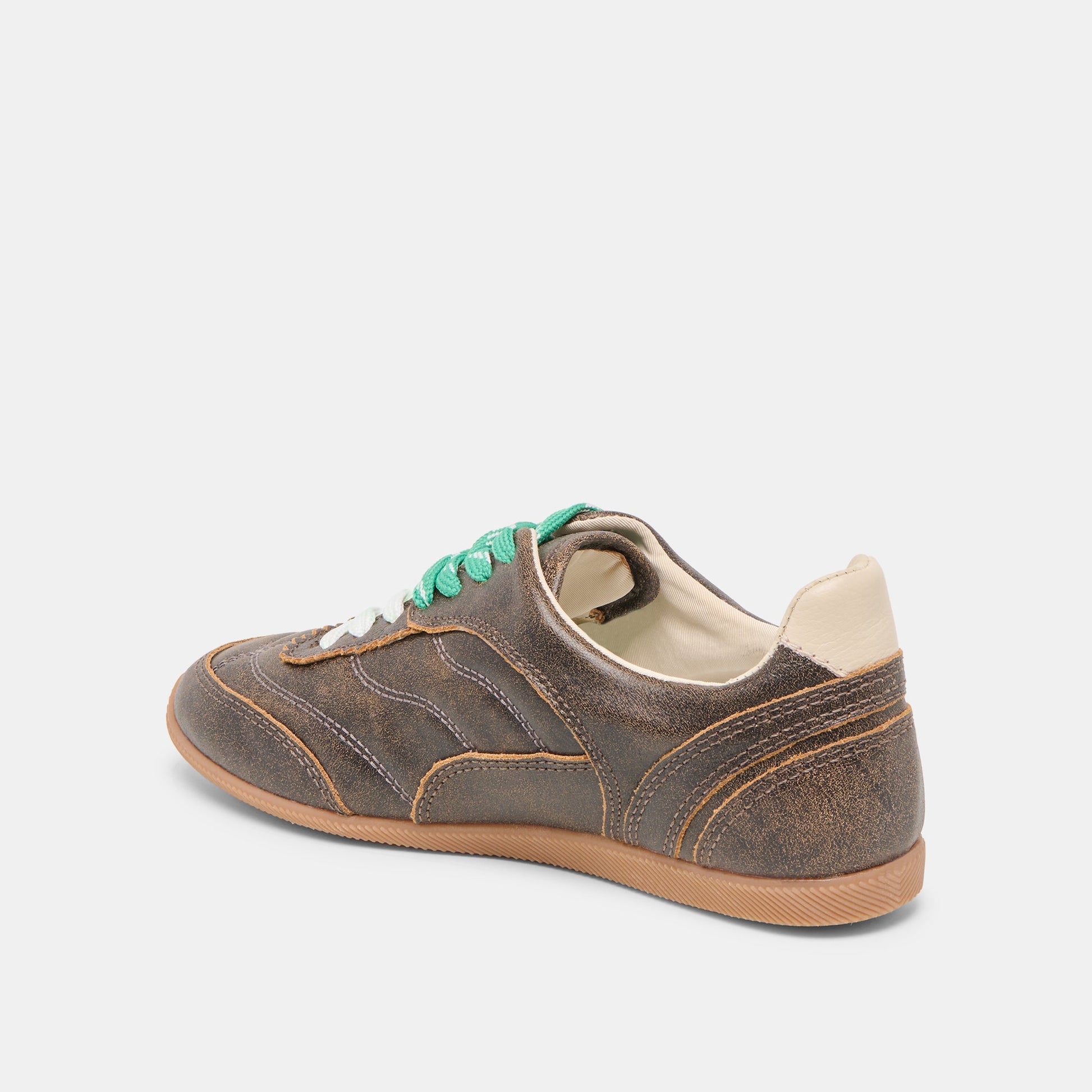 Dolce Vita Laini Brown Distressed Leather Sneakers