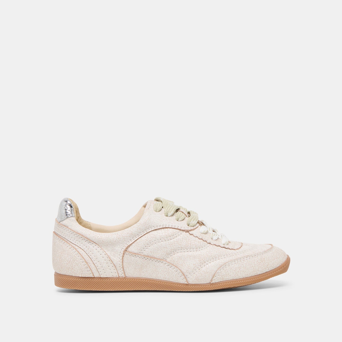 Dolce Vita Laini Off White Crackled Leather Sneakers