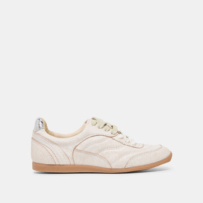 Dolce Vita Laini Off White Crackled Leather Sneakers