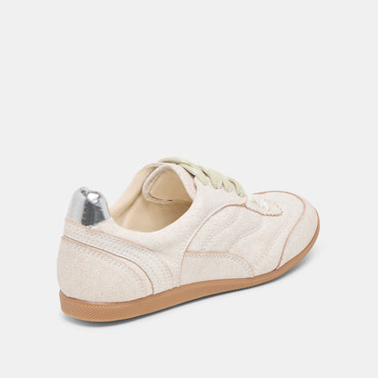 Dolce Vita Laini Off White Crackled Leather Sneakers