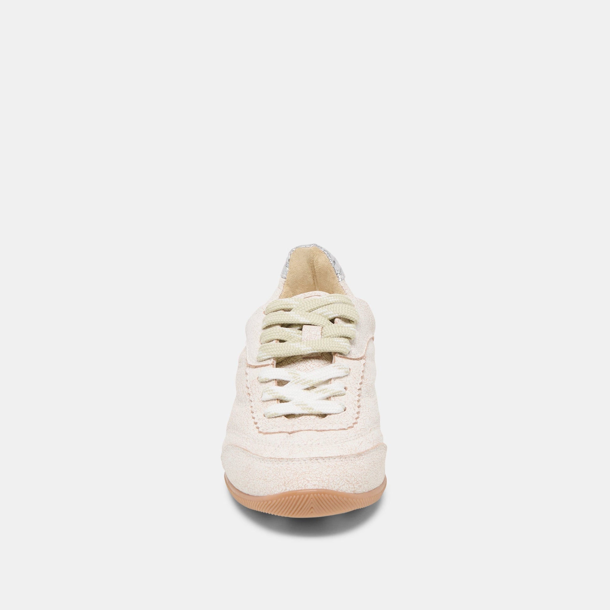 Dolce Vita Laini Off White Crackled Leather Sneakers