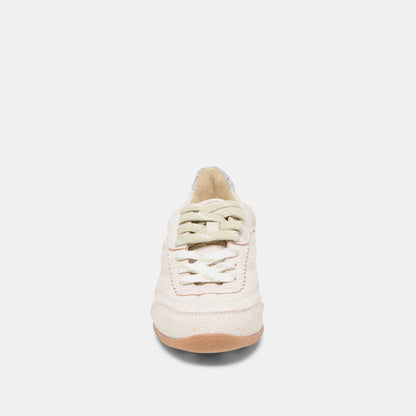 Dolce Vita Laini Off White Crackled Leather Sneakers