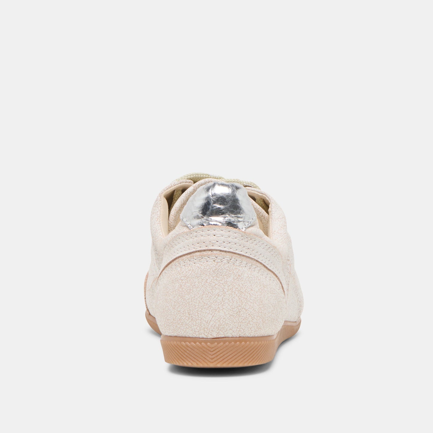 Dolce Vita Laini Off White Crackled Leather Sneakers