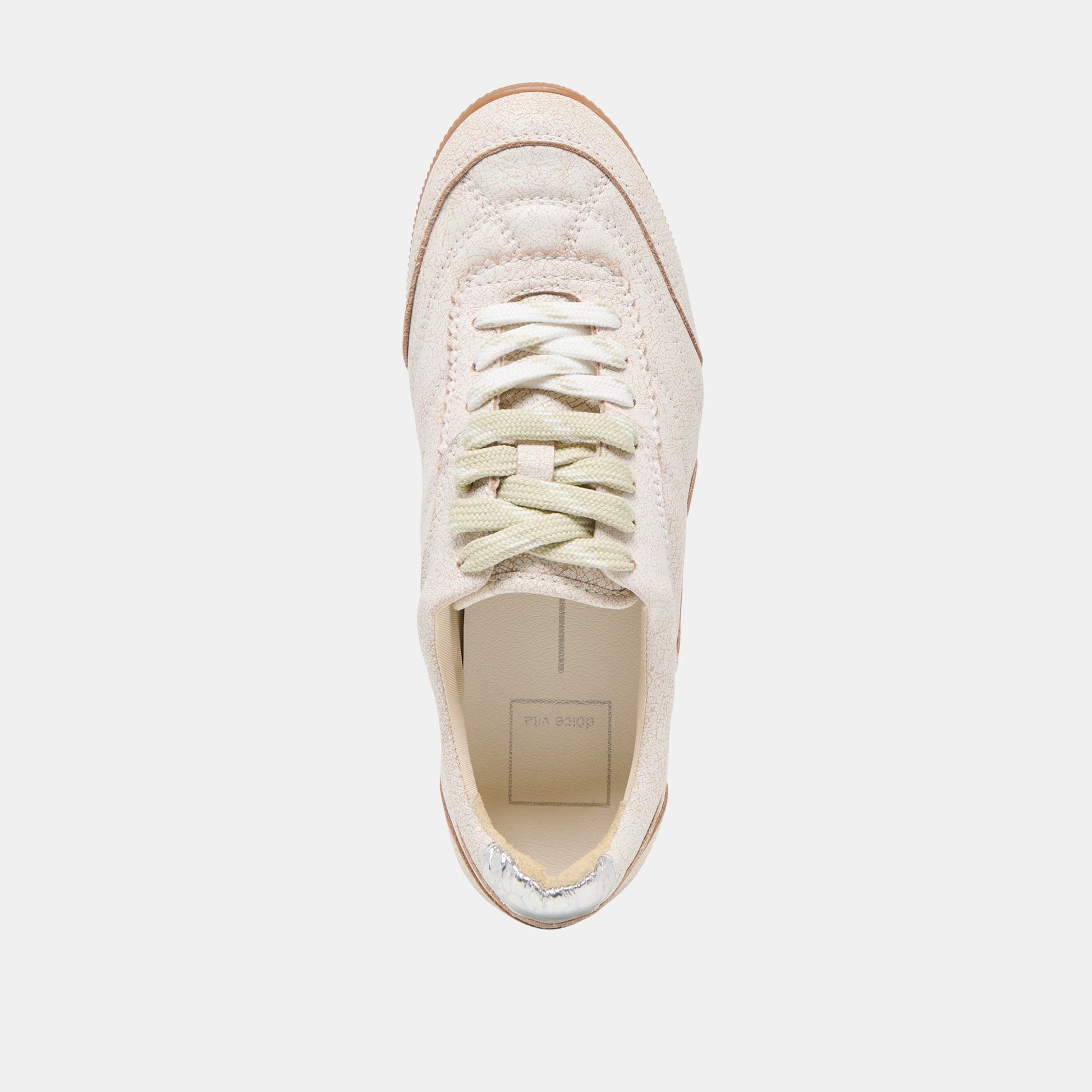 Dolce Vita Laini Off White Crackled Leather Sneakers