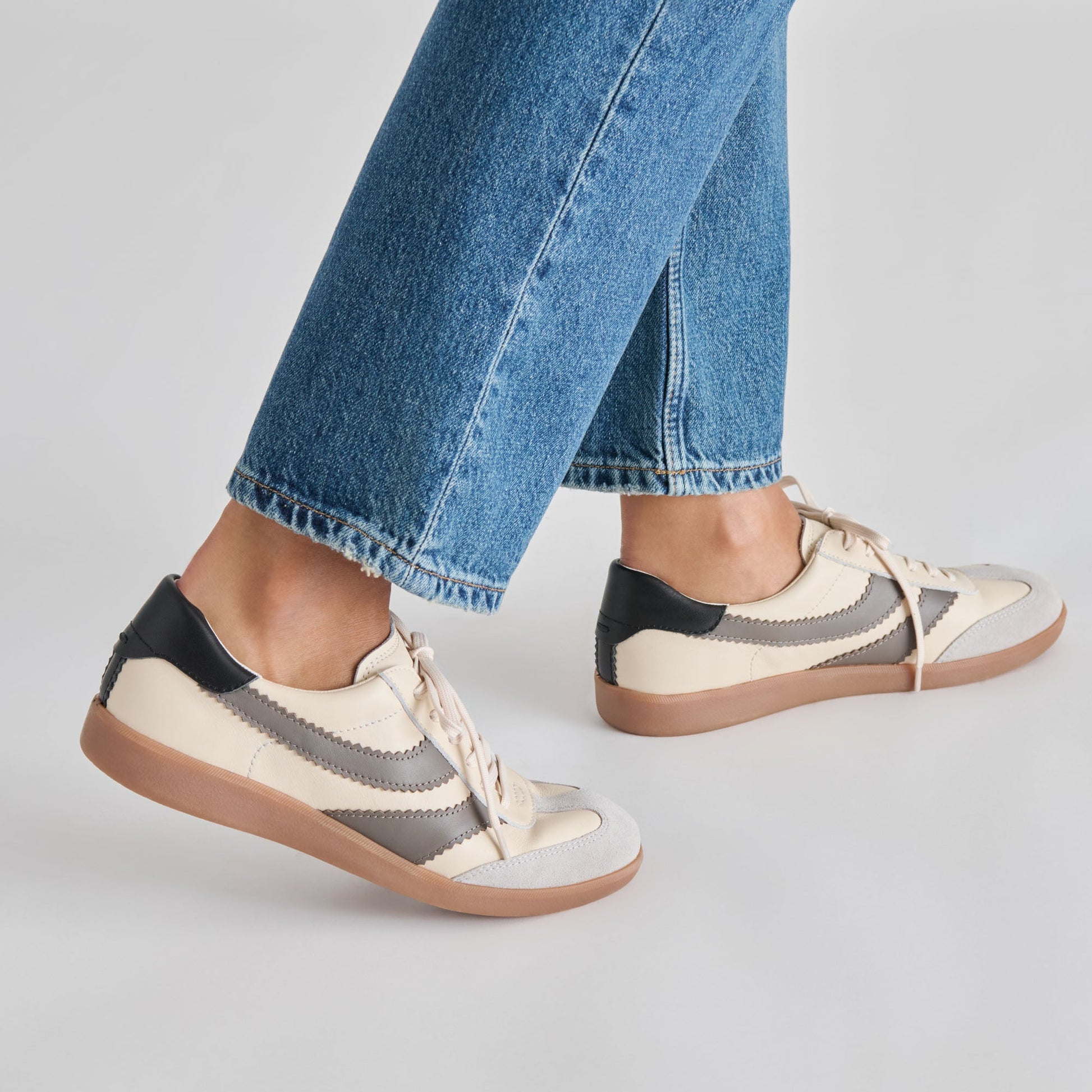 Dolce Vita Merit White Grey Leather Sneakers