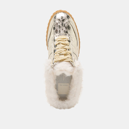 Dolce Vita Izzey Plush Platinum Leather Sneakers