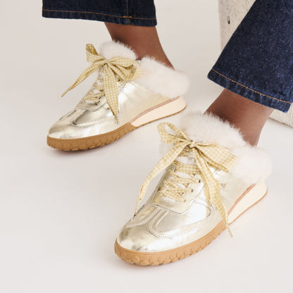 Dolce Vita Izzey Plush Platinum Leather Sneakers