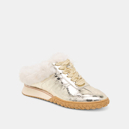 Dolce Vita Izzey Plush Platinum Leather Sneakers