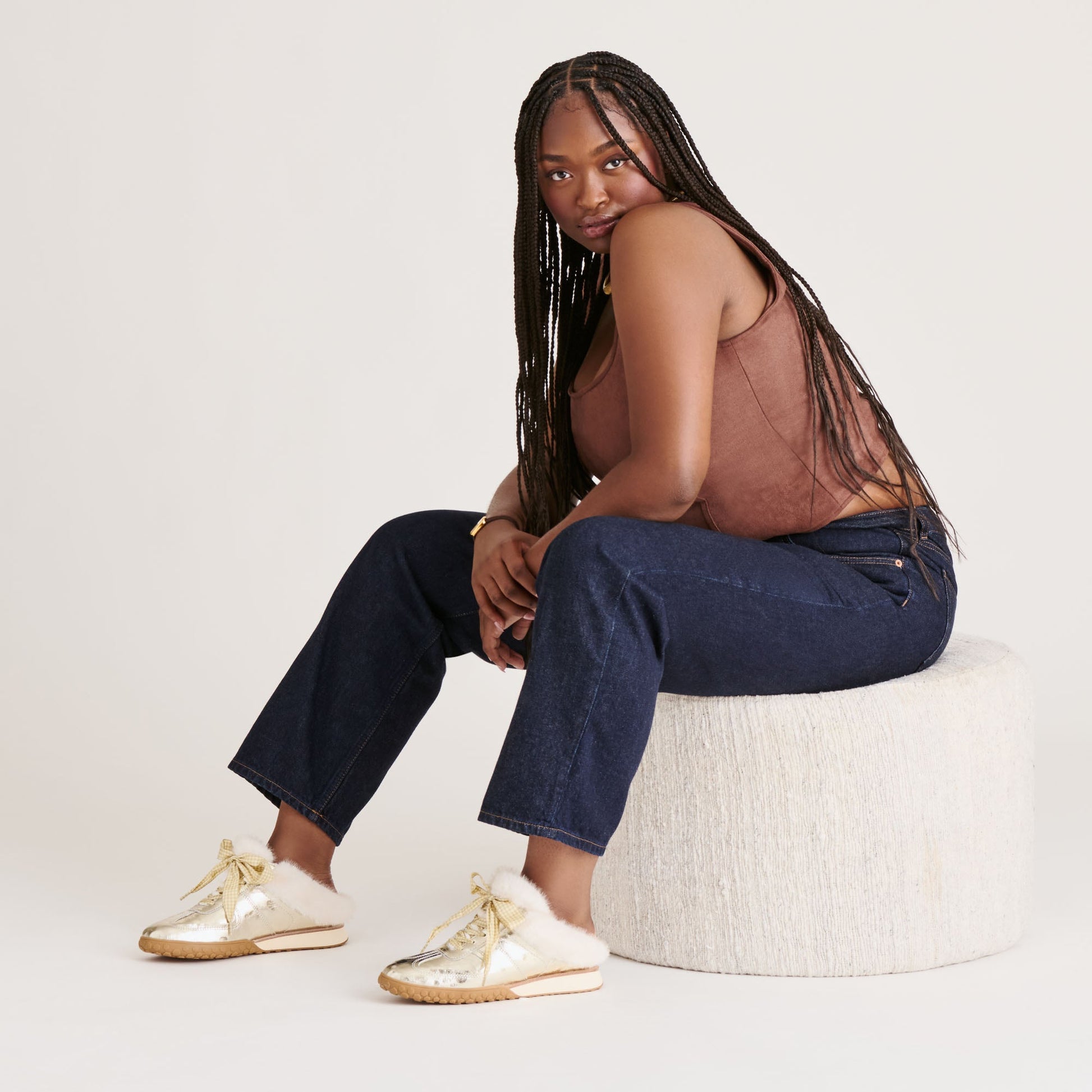 Dolce Vita Izzey Plush Platinum Leather Sneakers