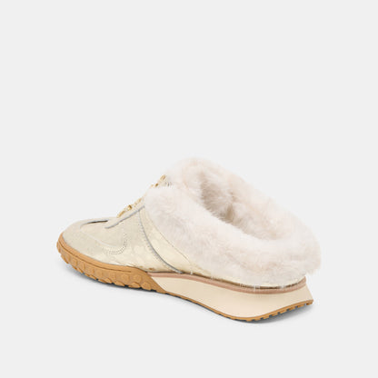 Dolce Vita Izzey Plush Platinum Leather Sneakers