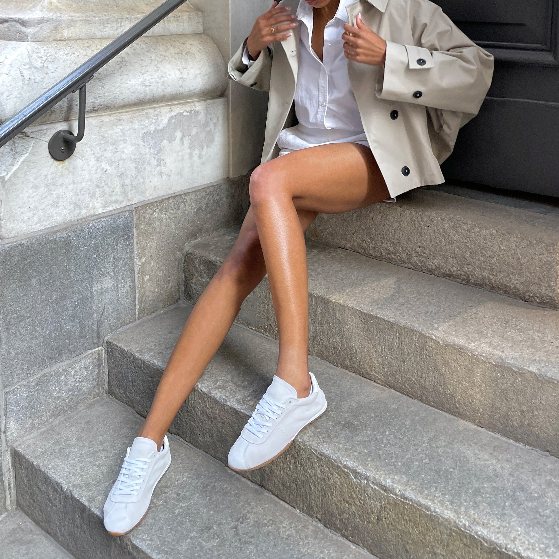 Dolce Vita Serina Ivory Suede Sneakers
