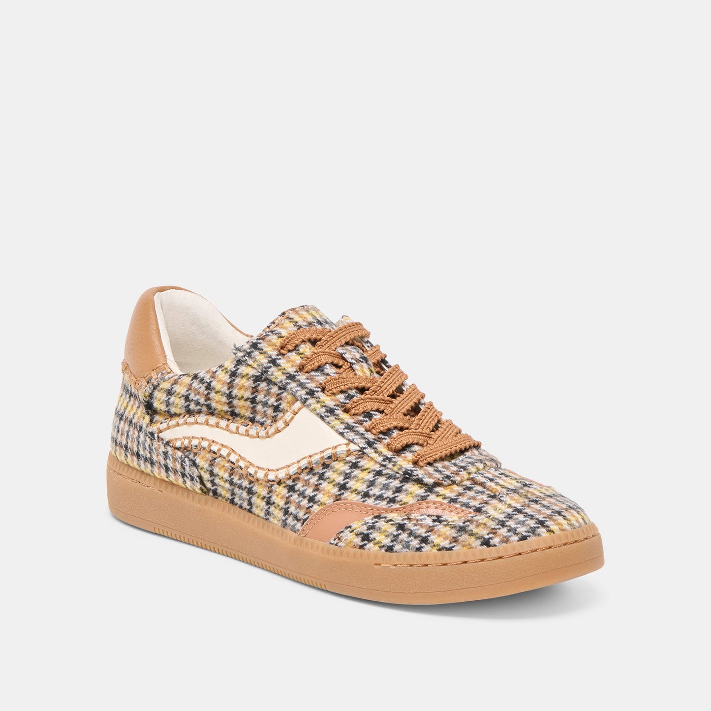 Dolce Vita Notice Stitch Yellow Plaid Tweed Sneakers
