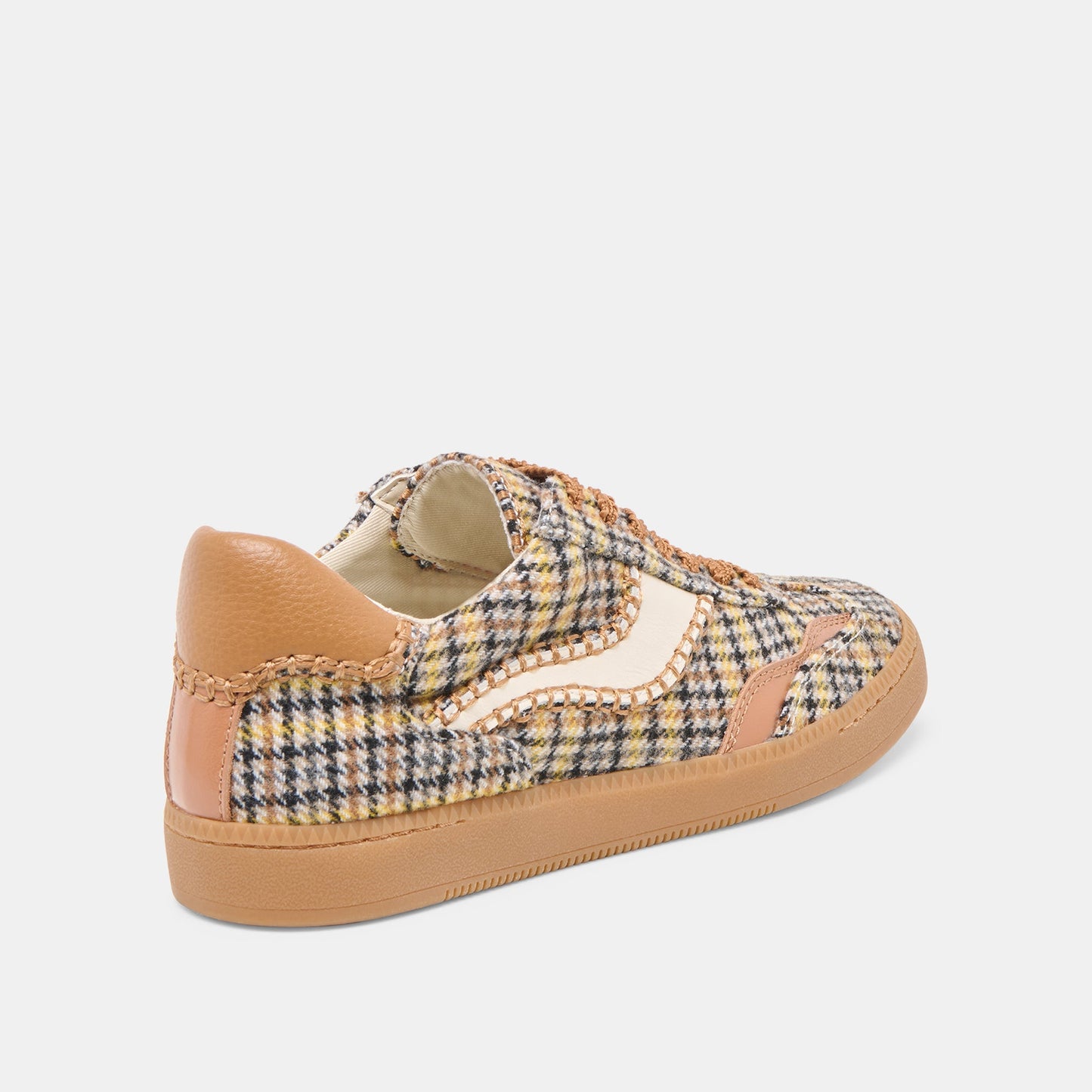 Dolce Vita Notice Stitch Yellow Plaid Tweed Sneakers