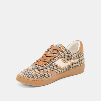 Dolce Vita Notice Stitch Yellow Plaid Tweed Sneakers
